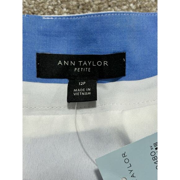NEW Ann Taylor 12 Petite Awning Striped Tie Waist Circle Skirt Blue and White - Picture 10 of 13